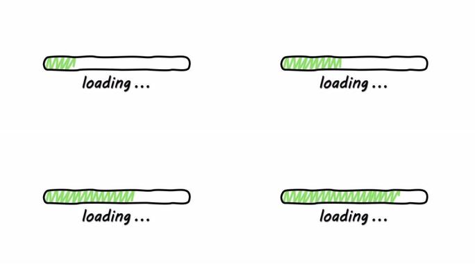 卡通加载栏下载栏加载屏幕像素化进度动画加载转移下载0-100%。4k视频插图。