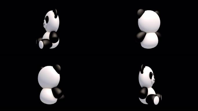 熊猫3D 360度旋转与透明 (alpha) 背景