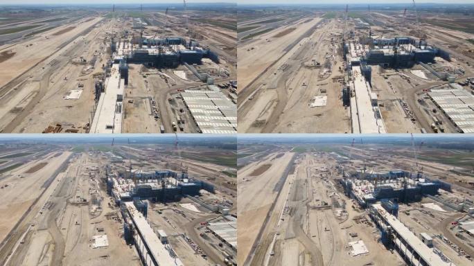 2023年2月Badgerys Creek新的西悉尼国际机场建筑工地的空中无人机旋转视图