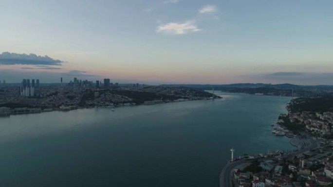 伊斯坦布尔博斯普鲁斯大桥7月15日烈士桥伊斯坦布尔博斯普鲁斯景观无人机拍摄