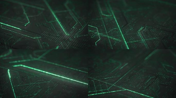 电路板图案-抽象技术背景-特写，可循环，深绿色版本-计算机，电子工业，数据处理