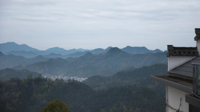 4K高清风景视频 皖南山村清晨 晨雾