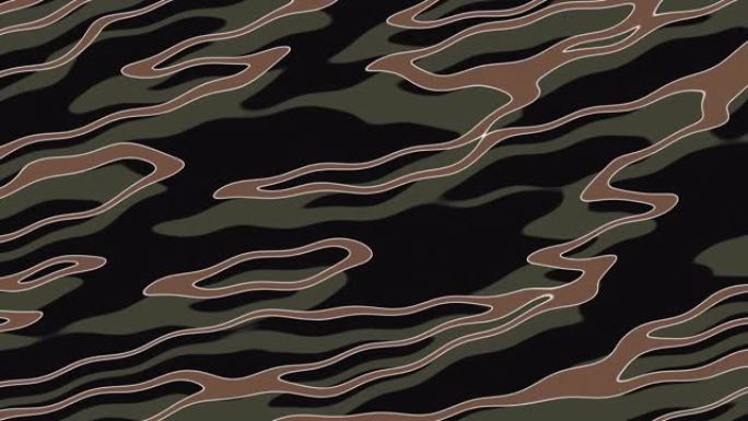 背景动画展示了具有军事美学的抽象液体般的伪装设计
