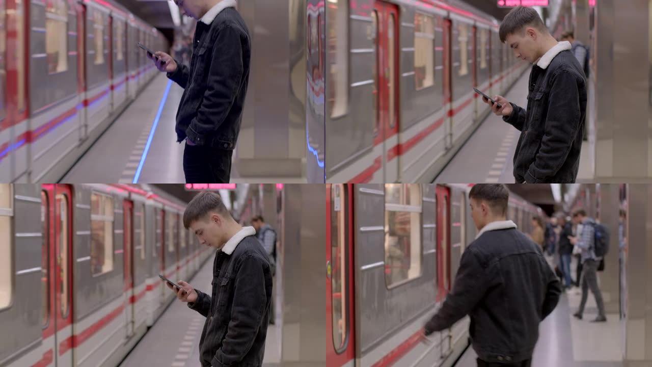 那家伙把电话用于到达火车。他在车站买了一张电子客票