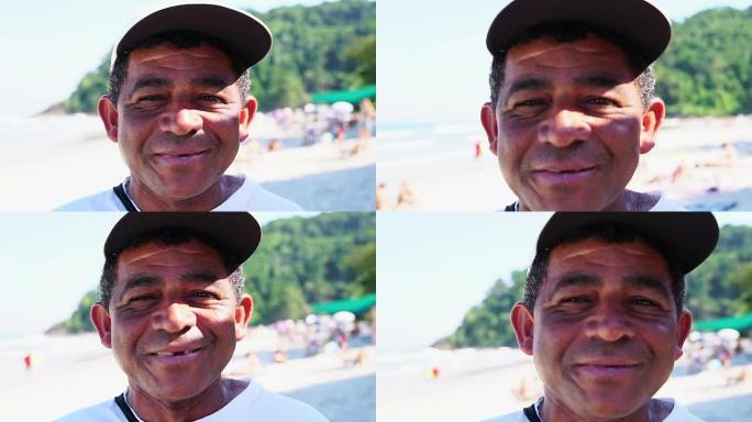 巴西年轻人在海滩上的肖像