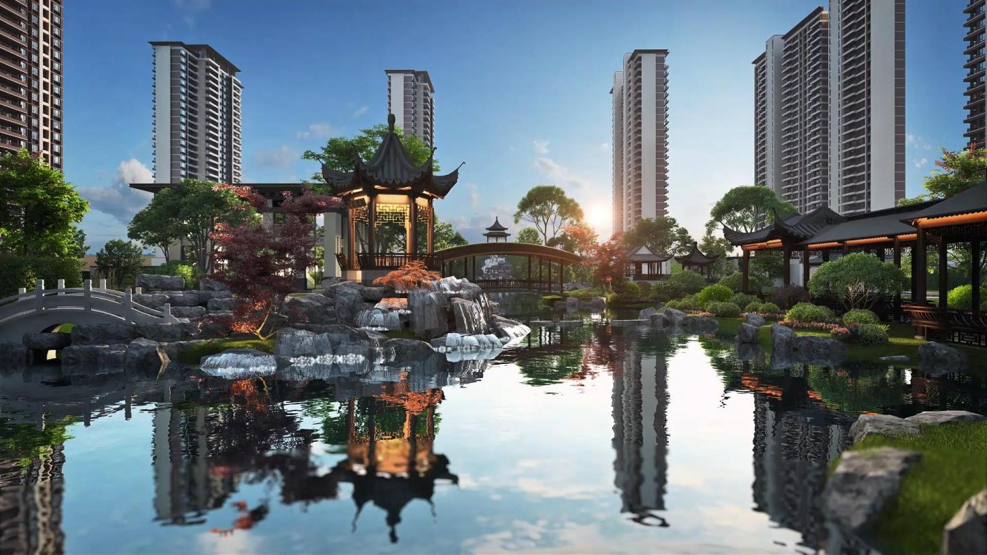 新中式庭院园林景观三维动画
