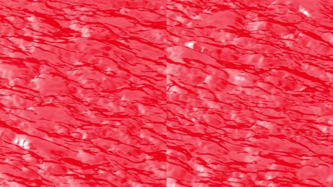 熔融塑料材料的红色液体表面在风中膨胀