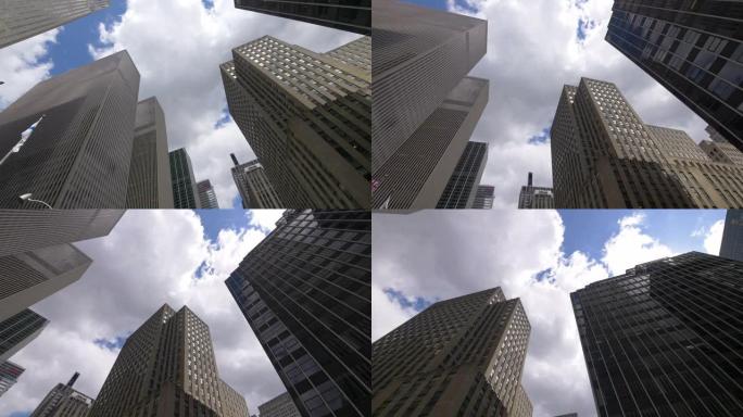 纽约市玻璃摩天大楼的视点4k慢动作60fps