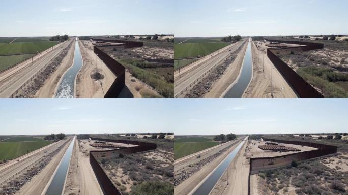 靠近边界墙的运动，科罗拉多分流大坝在亚利桑那州尤马和阿尔戈多内斯之间的屏障，下加利福尼亚，墨西哥北部