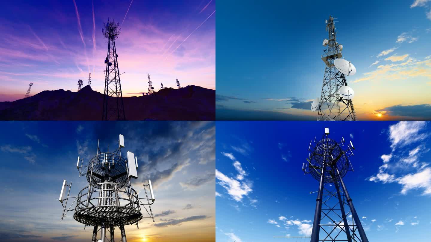 5G网络通信铁塔基站建设广播信号电波发射