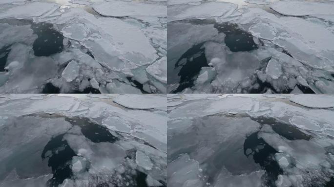 日本北海道纹别港的浮冰