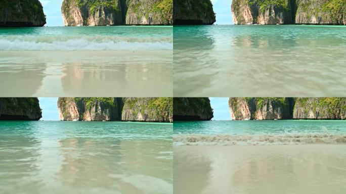 水浪袭击了泰国旅游景点马亚湾、披披岛、甲米的沙滩。