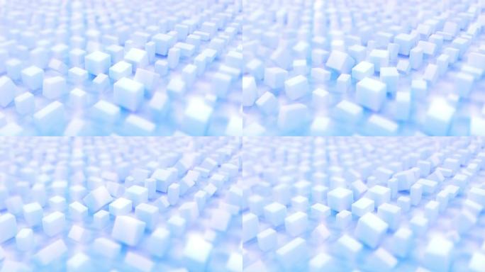 温柔的天蓝色3D盒子随机抽象几何背景循环视频