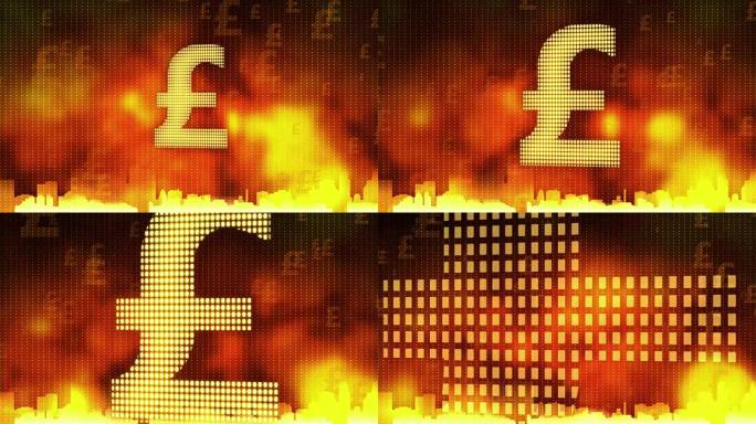 英镑符号放大红色背景，金融危机，债务违约，垄断