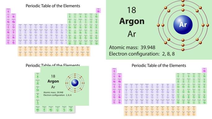 元素周期表的氩 (Ar) 符号化学元素
