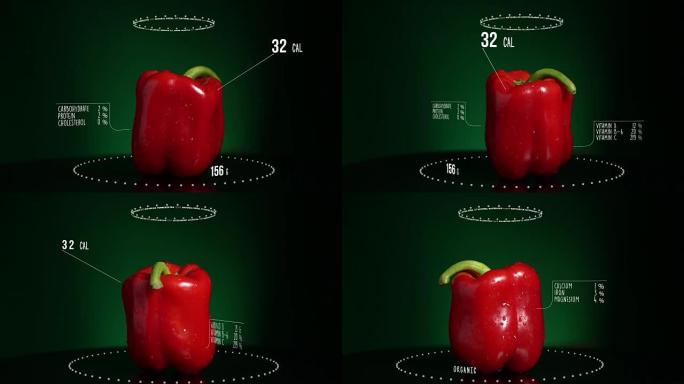 甜椒红与维生素，微量元素矿物质的信息图。能量、卡路里和成分