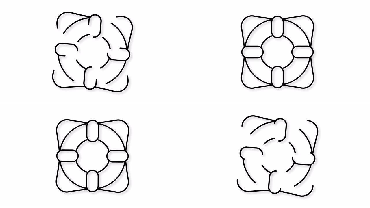 救生圈图标动画。运动图形。