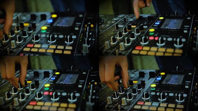夜总会DJ调节控制，专业音板上的扭转开关