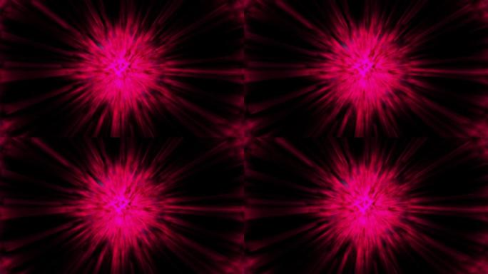 4K粉红玫瑰通电魔力环等离子体。闪闪发光的传送能量球传送门。明亮的灯光发光动画。未来的闪光电力运动股