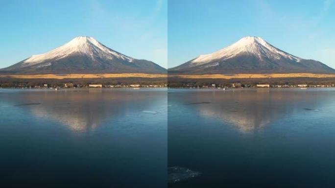 山中湖富士山的空中后退