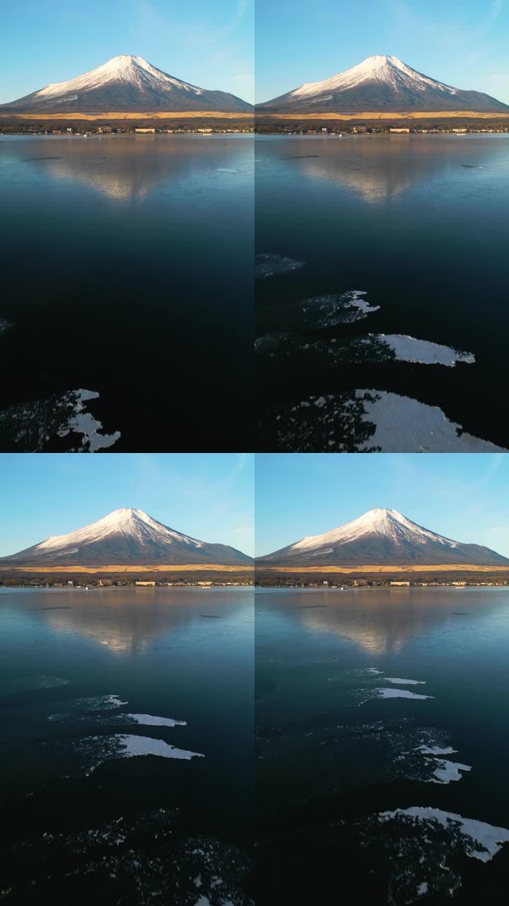 山中湖富士山的空中后退