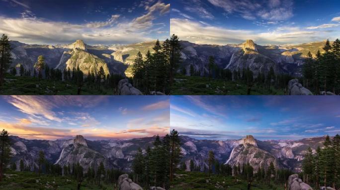 优胜美地山谷日落-时间流逝