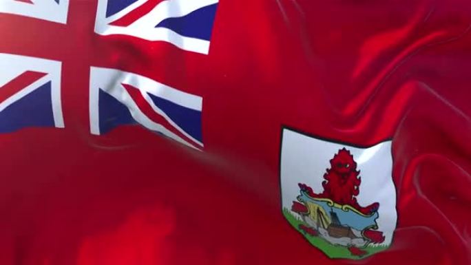 百慕大旗在慢动作经典旗平稳吹在风的一天升起的太阳4k连续无缝循环背景