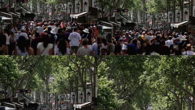 巴塞罗那兰布拉斯上的人群