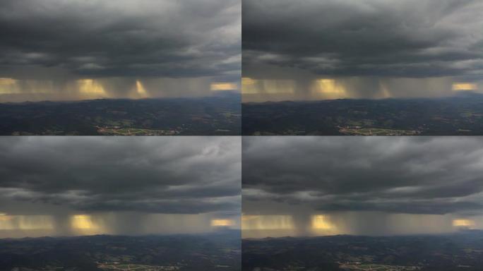布拉齐米纳斯吉拉斯州贝洛奥里藏特市附近一座山上正在下雨的斯托姆云的景色