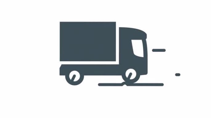 送货货运卡车动画黑色图标