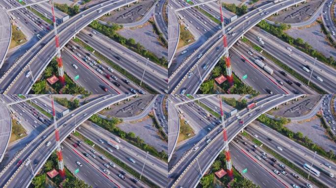 高速公路交通超限的鸟瞰图
