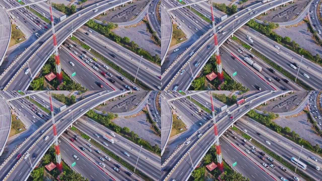 高速公路交通超限的鸟瞰图