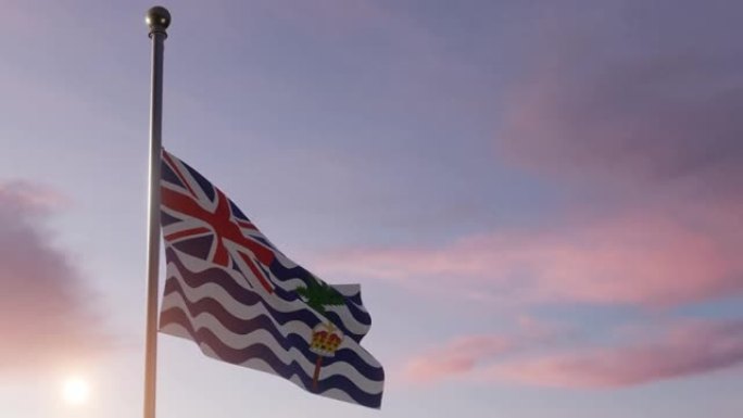 动画国旗在太阳升起-英属印度洋领地专员