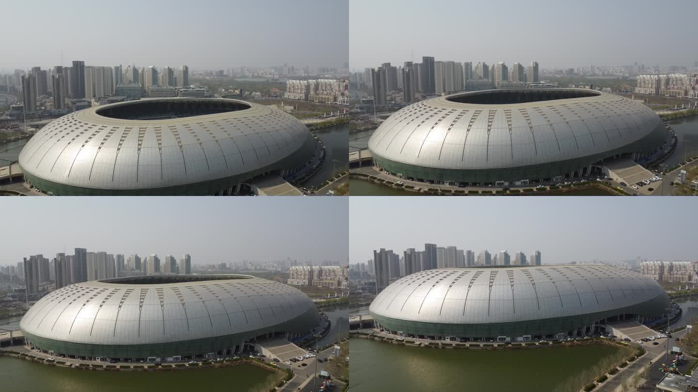 0060高清4k航拍天津城市建筑体育馆