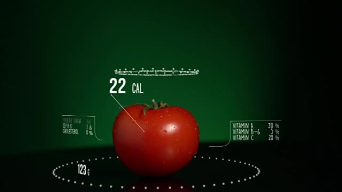 番茄与维生素、微量元素矿物质的信息图。能量、卡路里和成分