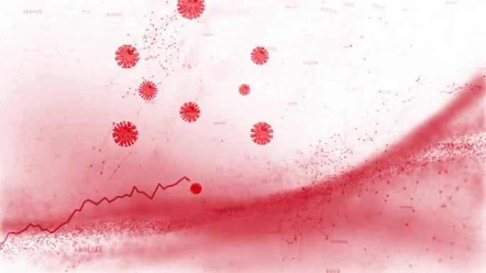 白色背景上的红色商业图表和冠状病毒Covid-19动画。