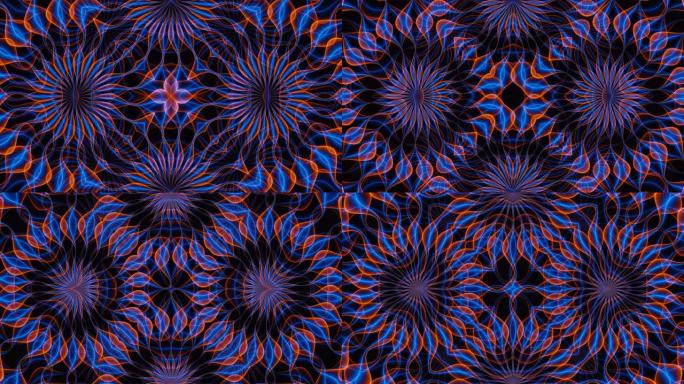 抽象蓝橙催眠万花筒魔法能量波错觉