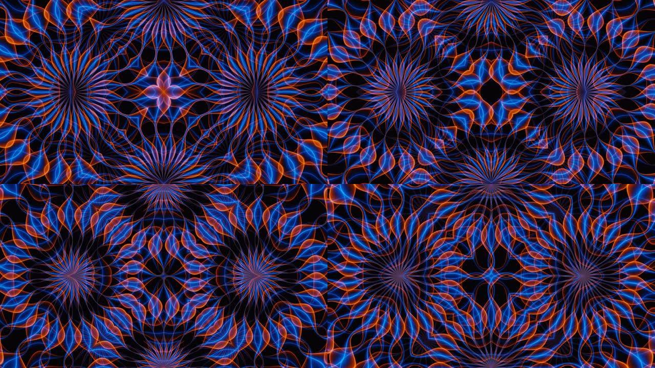 抽象蓝橙催眠万花筒魔法能量波错觉