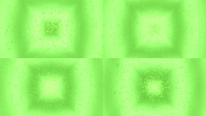绿色立方体和粒子从中心可循环的背景中扩展