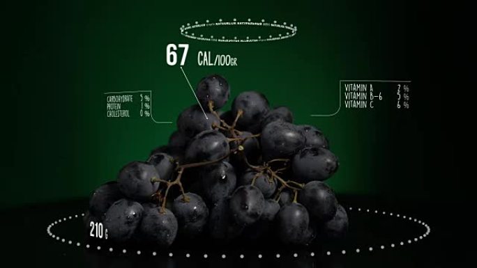 葡萄与维生素，微量元素矿物质的信息图。能量、卡路里和成分