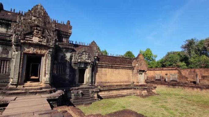 神秘的古代遗迹班第萨姆雷神庙-柬埔寨著名地标，吴哥窟建筑群。柬埔寨暹粒。