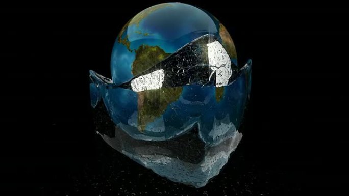 融化的冰块中的全球变暖地球