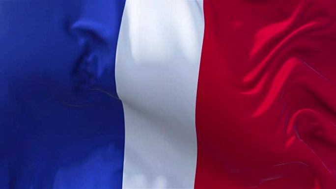 法国旗在慢动作经典旗平稳吹在风的一天升起的太阳4k连续无缝循环背景