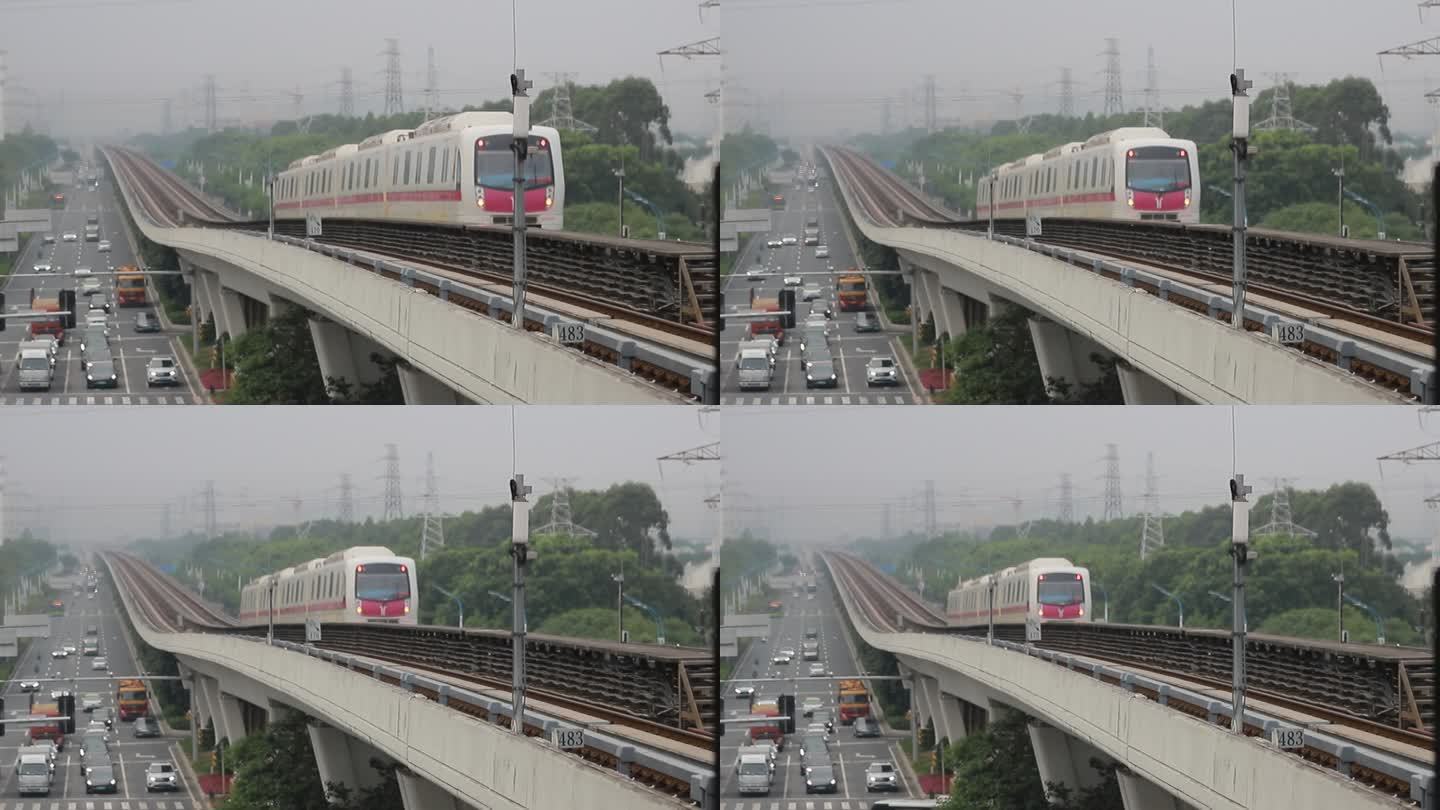 广州地铁列车高架进站