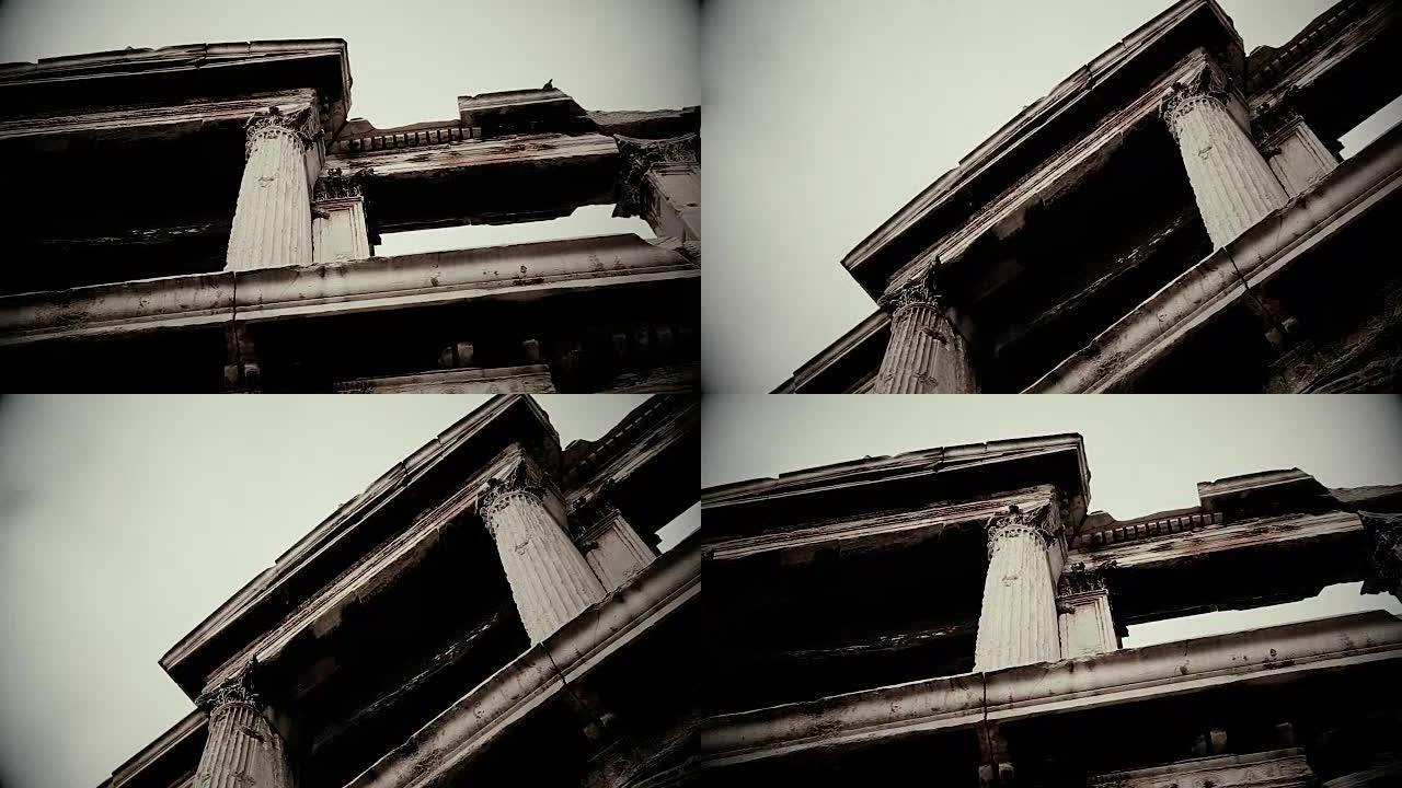恐怖电影中的神秘闹鬼建筑，可怕的古代石头建筑