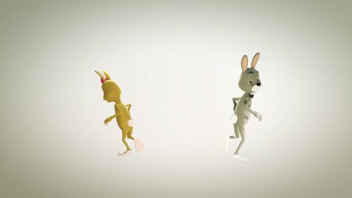 复活节情侣兔子跳舞，无缝循环