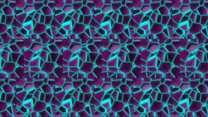彩色水晶块的抽象无限无缝循环动画。现代背景。3d渲染4K