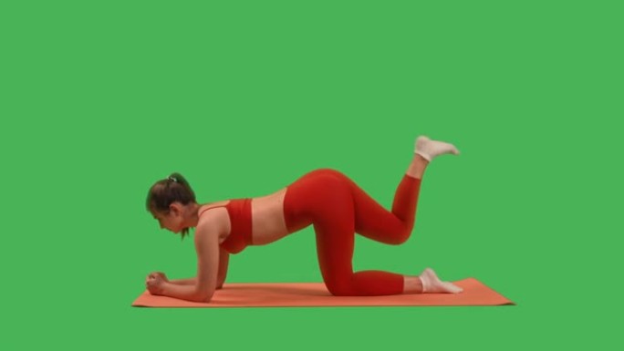 绿幕运动女士训练臀大肌