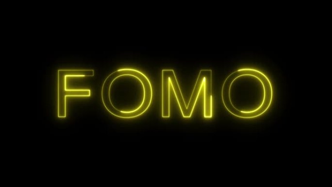 4k发光黄色霓虹灯文本FOMO