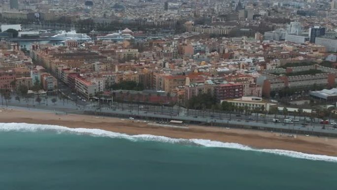 巴塞罗那中央海滩鸟瞰图Sant Miquel Sebastian plage Barceloneta